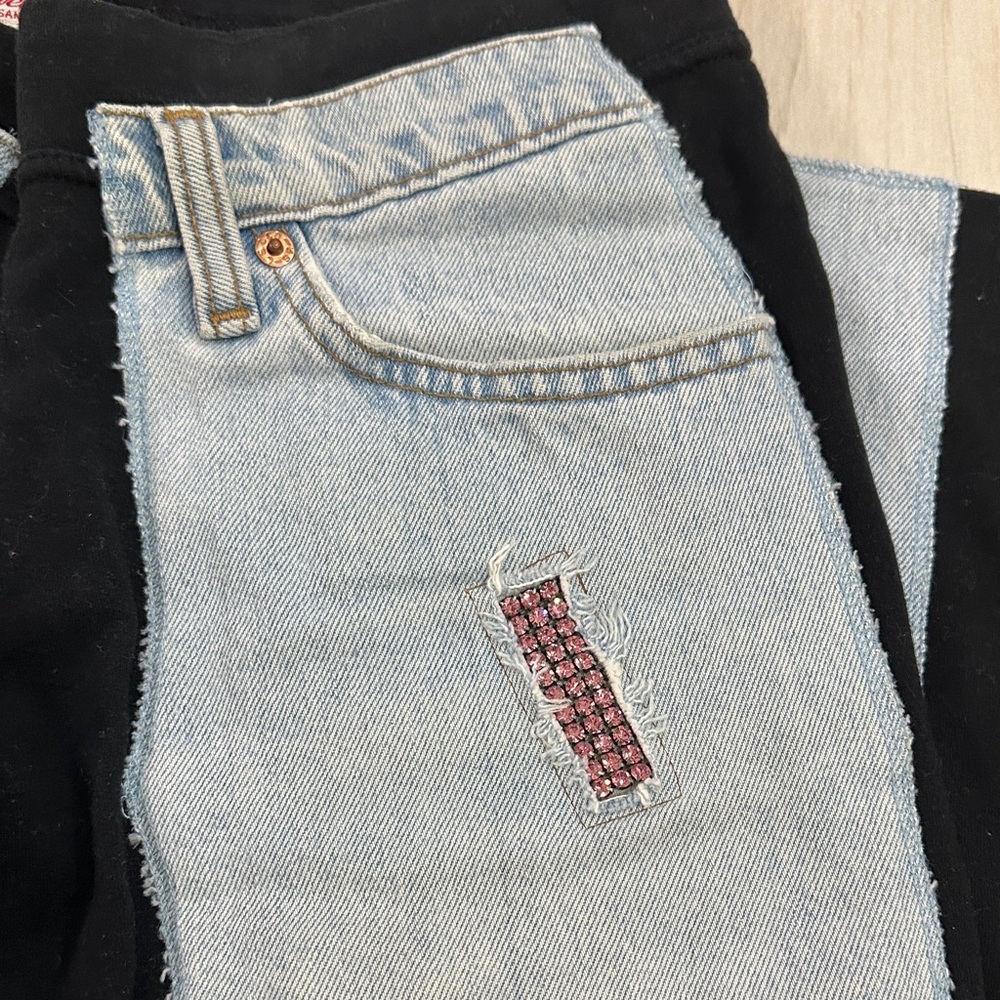Chic Black and Light Blue Boot Cut Jeans - Picture 7 of 7